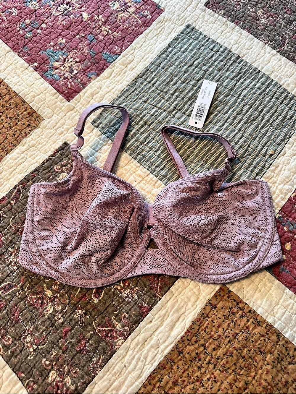 Soma Unlined Perfect Coverage Bra with Stretch Lace 32D Pink